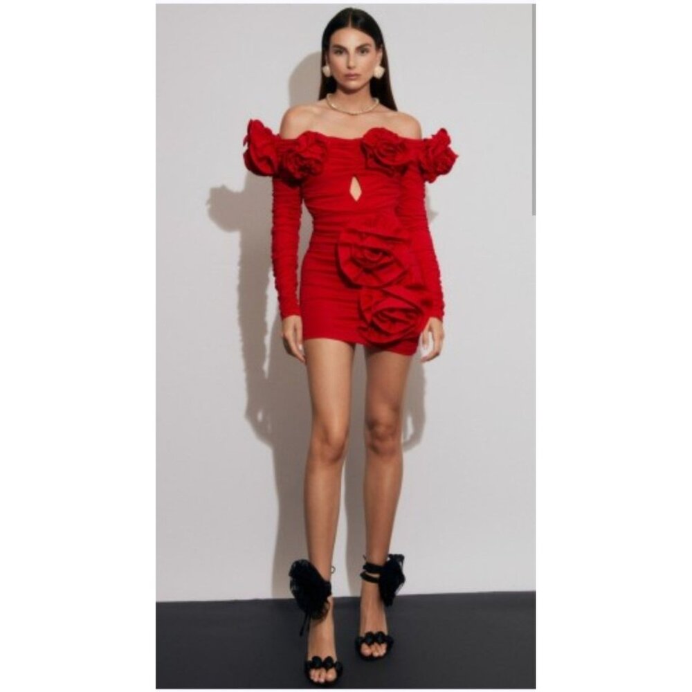 🌹Exquisite Evening Cocktail Flowers Party Outfit Bodysuit Body Top Skirt Dress